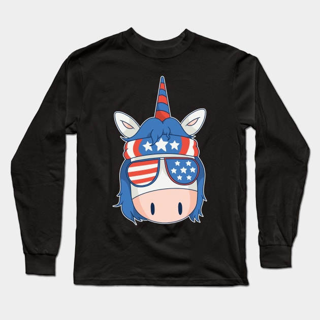 American unicorn rebels flag Long Sleeve T-Shirt by Midoart